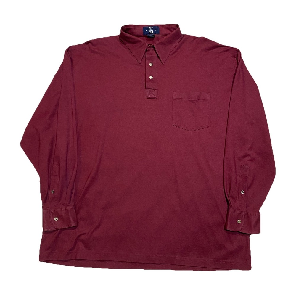 Oak Creek Mens Long‎ Sleeve Polo Shirt Red XLT Big Tall 90s Vintage USA Casual
